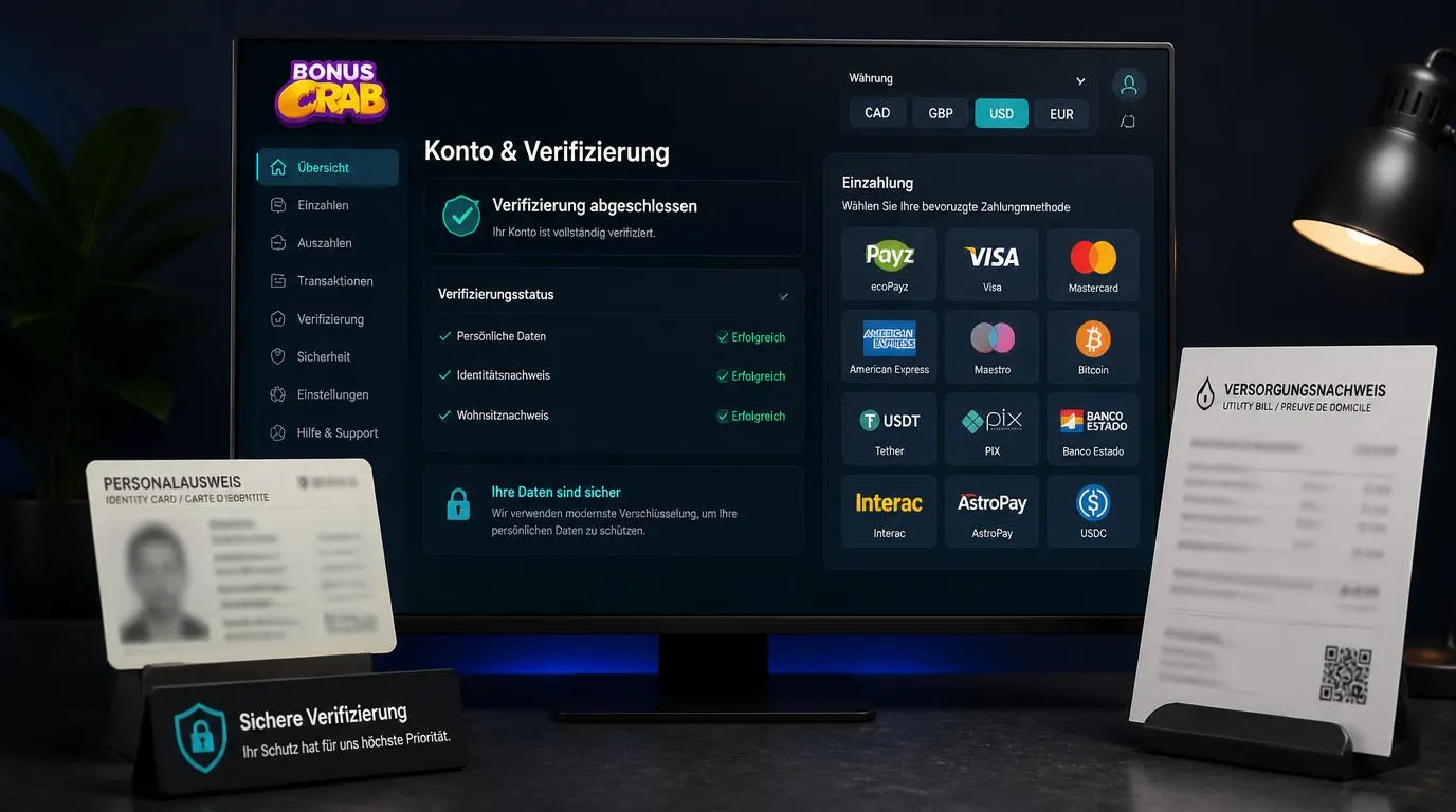 Verifizierter Casino-Account mit Ausweisdokumenten, Adressnachweis und Auswahl sicherer Zahlungsmethoden